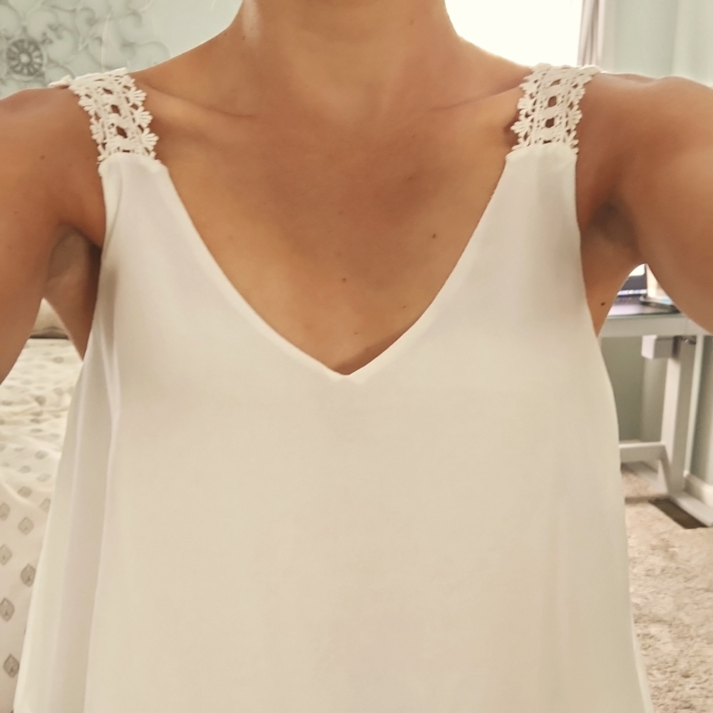 White chiffon tank